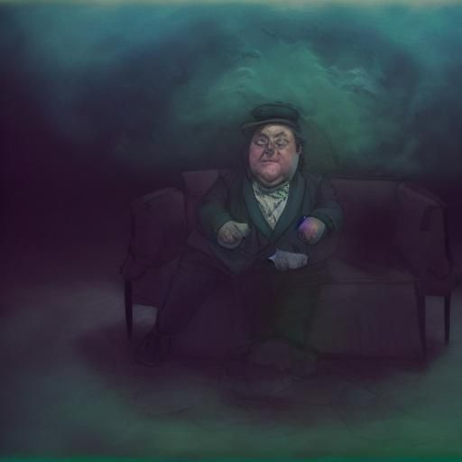 Blue hues; A miserable middle-aged man in an ill-fitting scr...