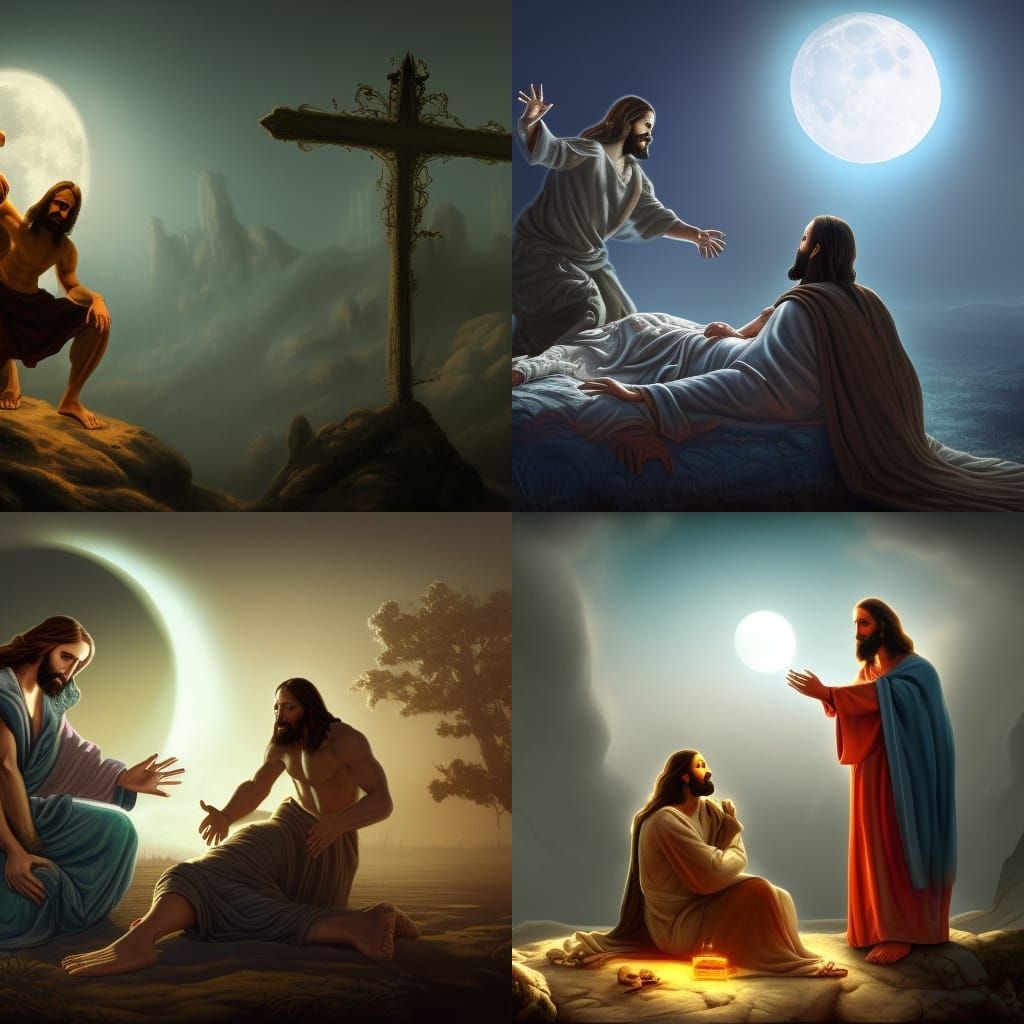 Jesus Healing a Demoniac: Detailed Matte Painting