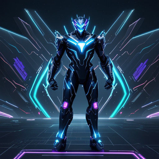 Glowing EterniMax Prime Robot in Cybertronian Grid