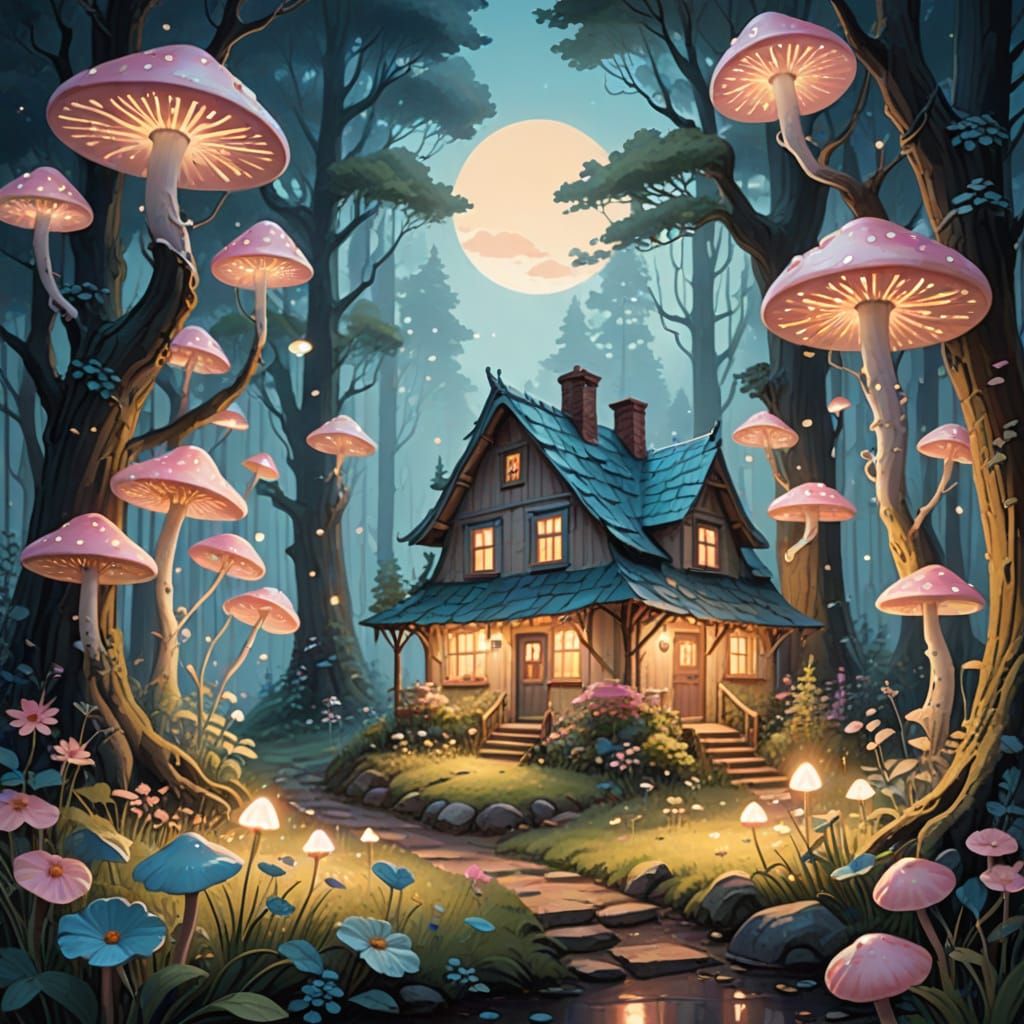 Ethereal Fantasy Scene in Whimsical Style