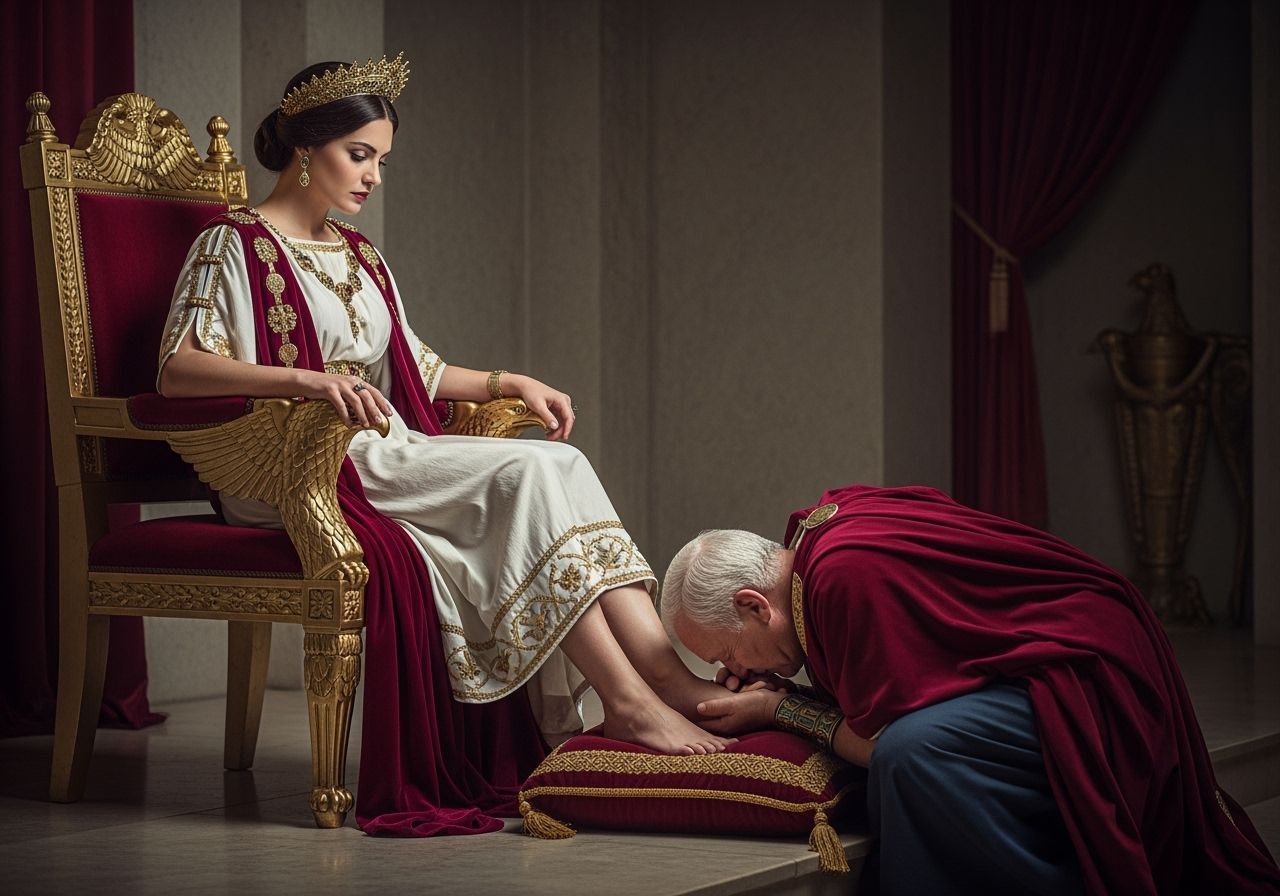 Roman Empress on Gold Throne, Professional Photography