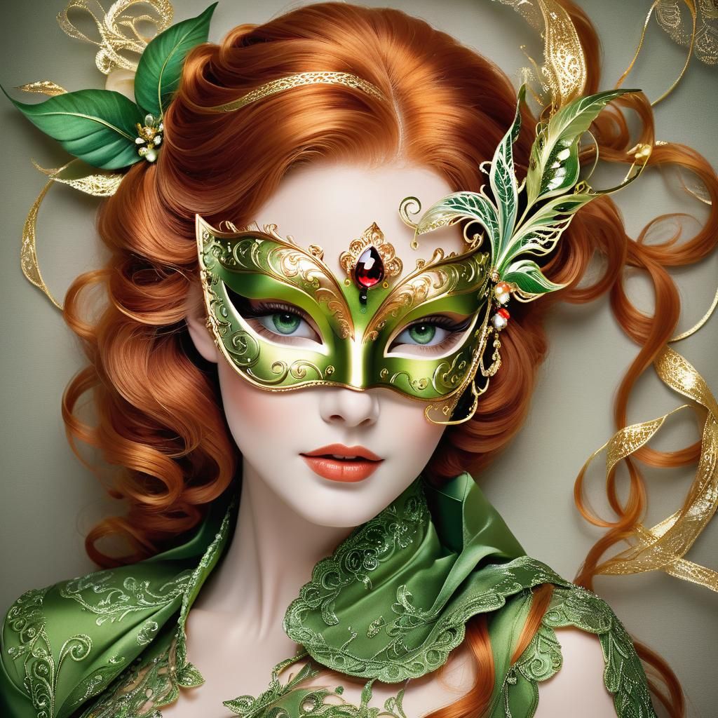 Fairy Masquerade: Woman with Wings and Mask