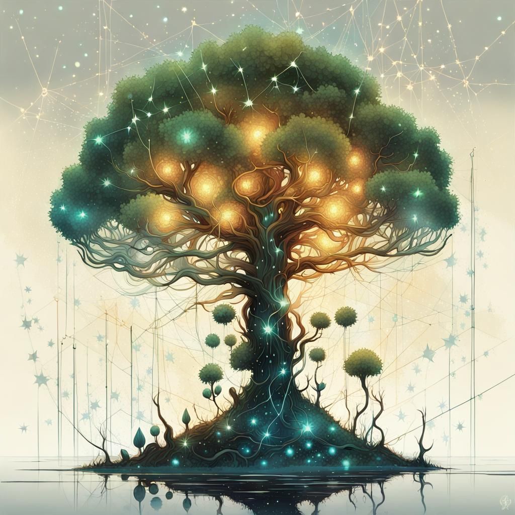 Magical Constellation Plant with Spiritual Aura