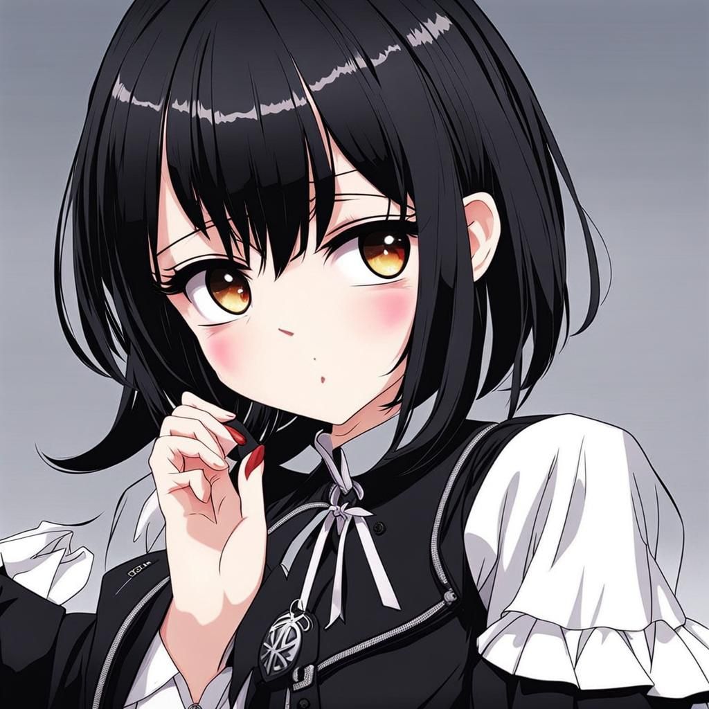 Edgy Goth Anime Tsundere Girl with Bangs