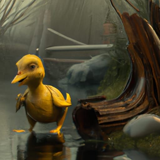 Fantastical Yellow Duck in Detailed Matte Painting