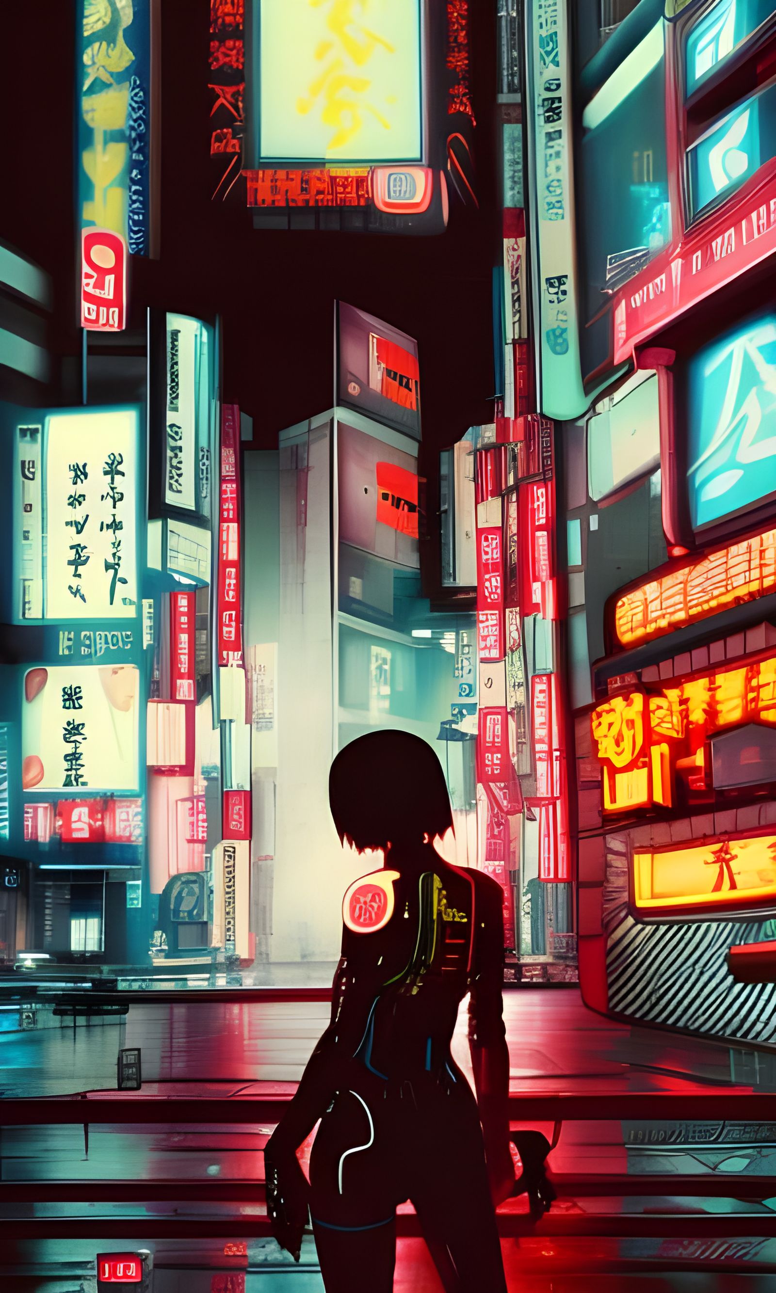 Cyberpunk Girl in Neon Tokyo 2099