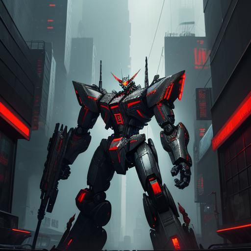 Giant Robot Monster Rampages Through City in Mecha Anime Sty...