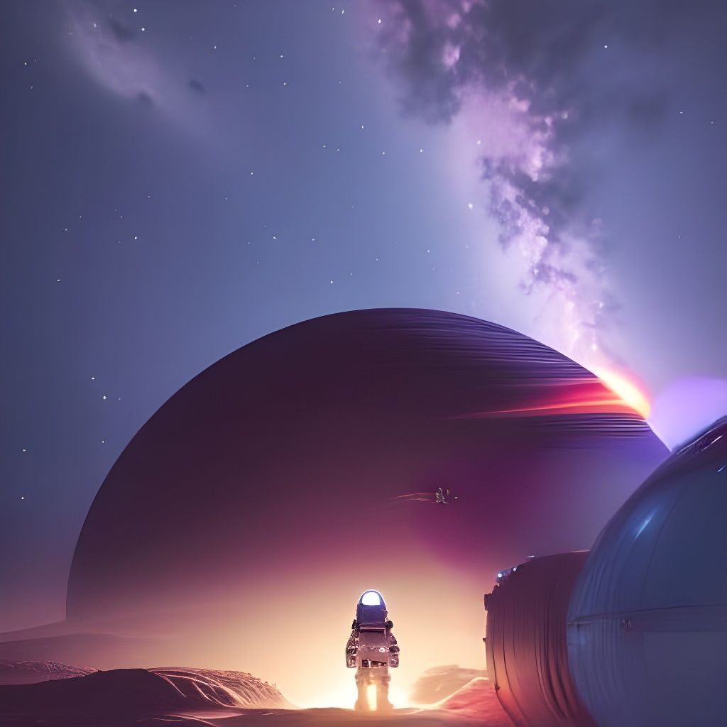 Moody Space Station in Deep Blues and Purples