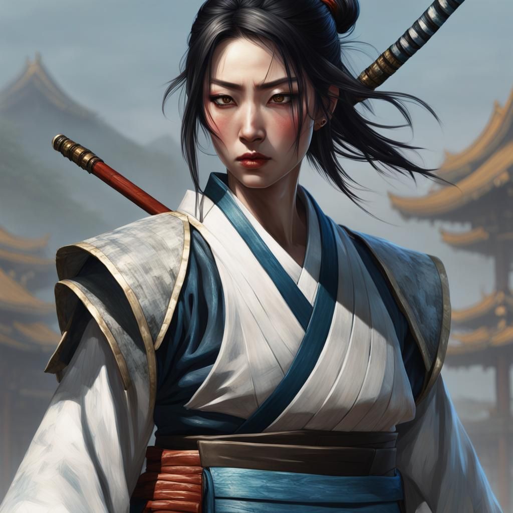 Beautiful Samurai Portrait in Digital Art Style