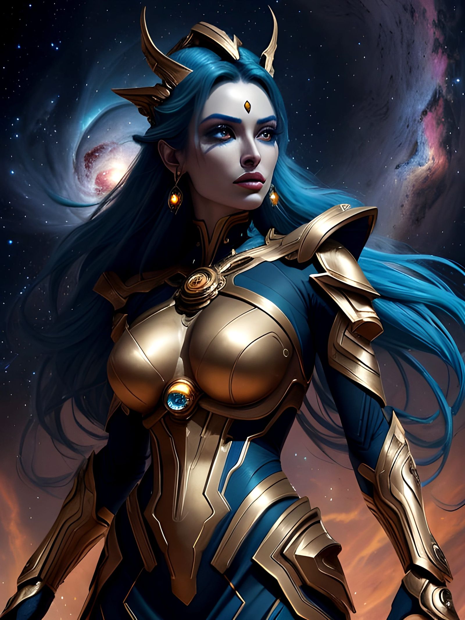 Sci-Fi Goddess of Desire in Celestial Armor