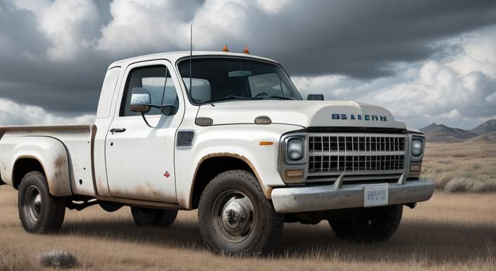 Abandoned White Truck Portrait on Old Ranch