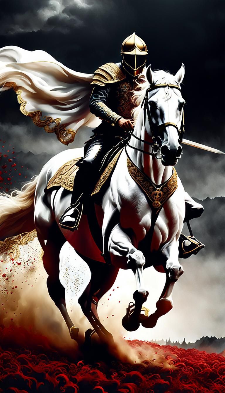 Death Rides a White Horse on Bloody Battlefield
