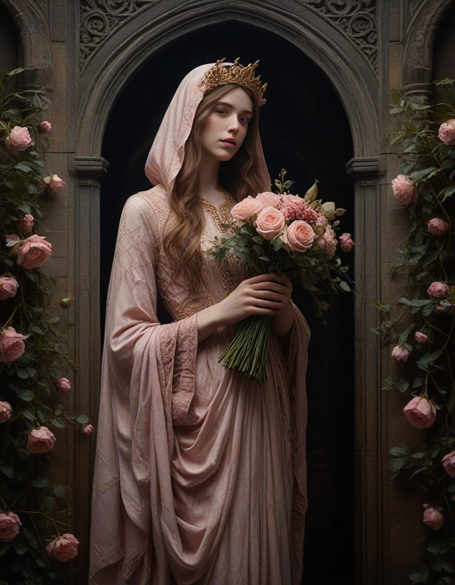 Ethereal Portrait of Persephone in Hades' Castle