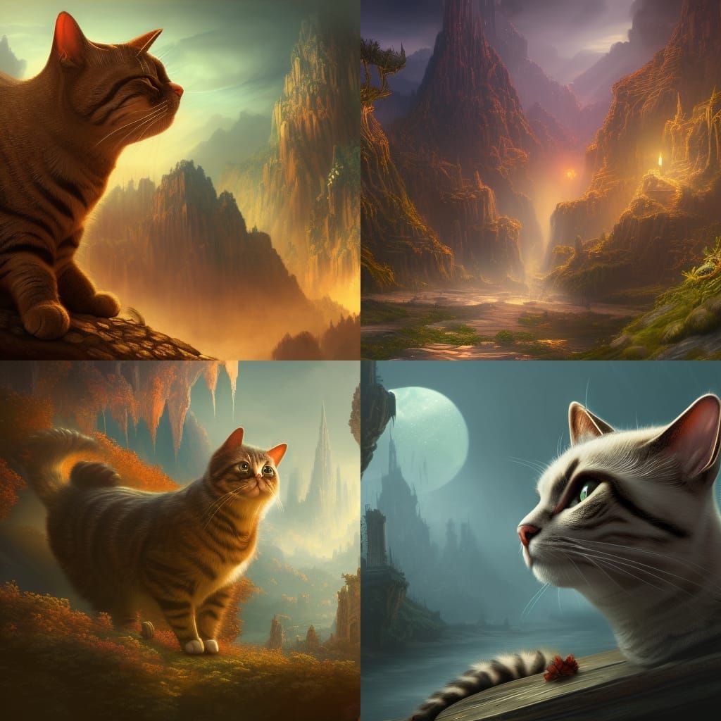 Fantastical Cat Concept Art in Deep Color