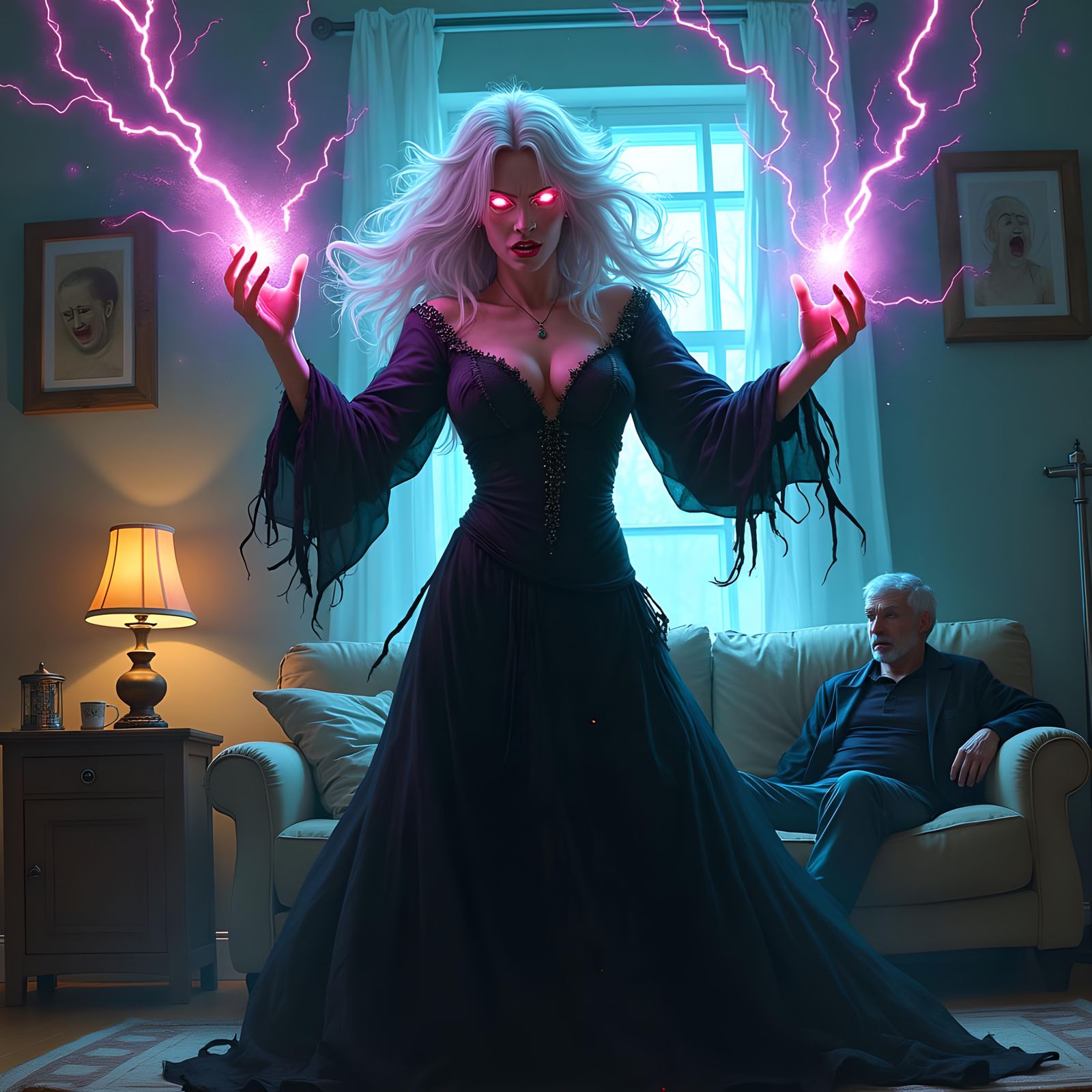 Wizard Wife Casts Prism Lightning Spell