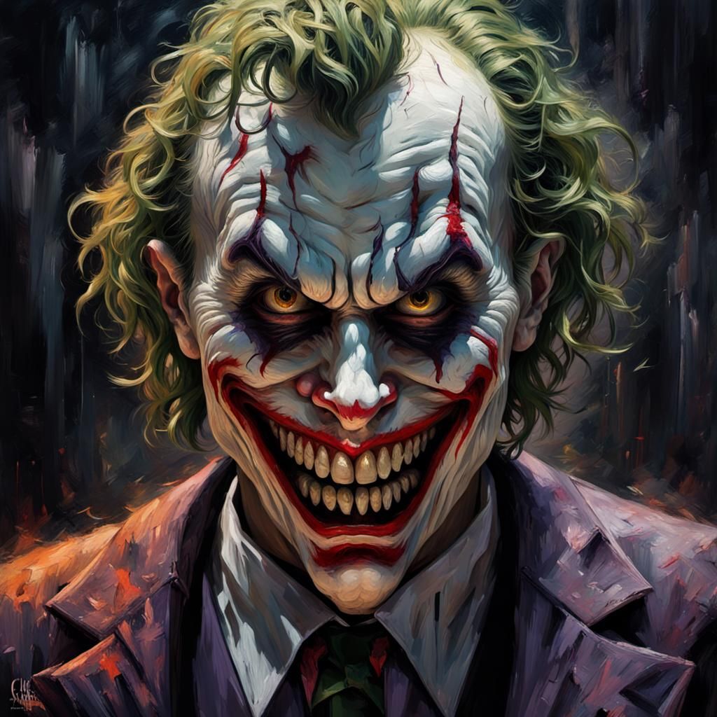 Grotesque Decaying Psychotic Face in Impressionist Style