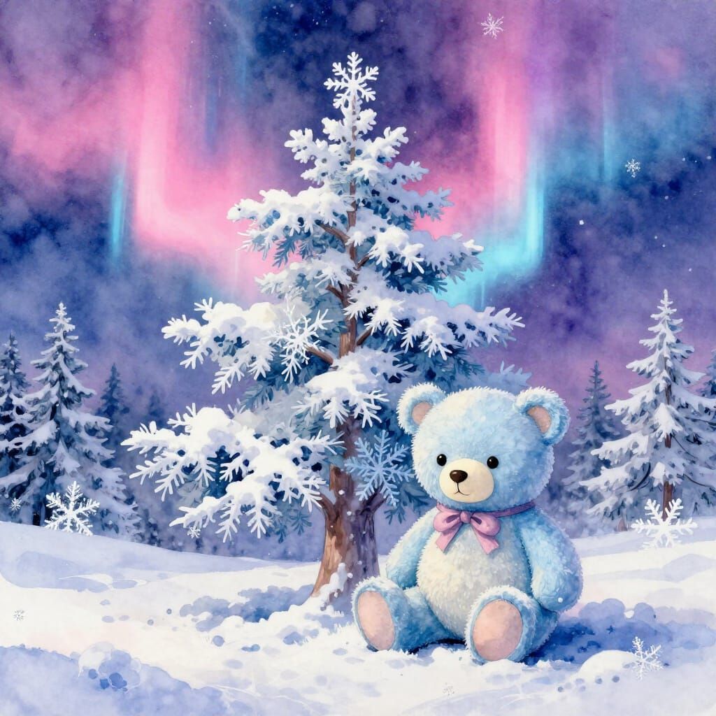 Snowflake tree & blue teddy