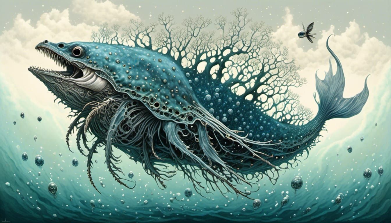 Killer Whale Swimming in a Blue-Green Ocean