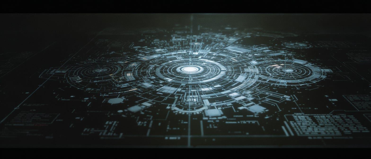 Intricate Machine Blueprint Design with Cinematic Lighting