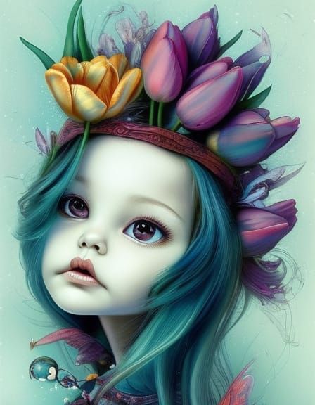 Tulip Chibi Portrait in Fantasycore Style