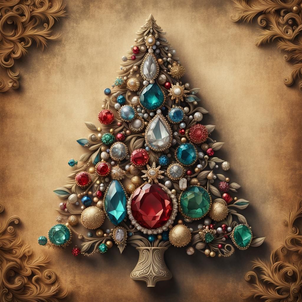 Christmas Tree Made of Vintage Jewelry