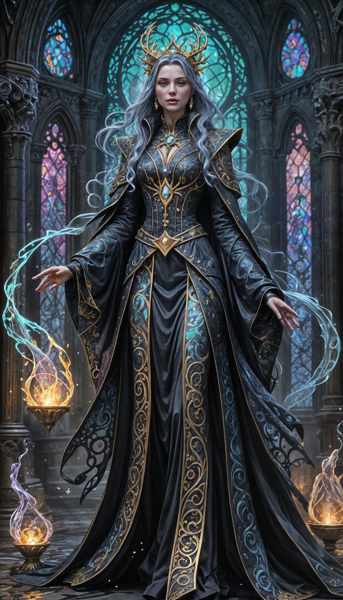 High Sorceress in Cybernetic Gothic Style