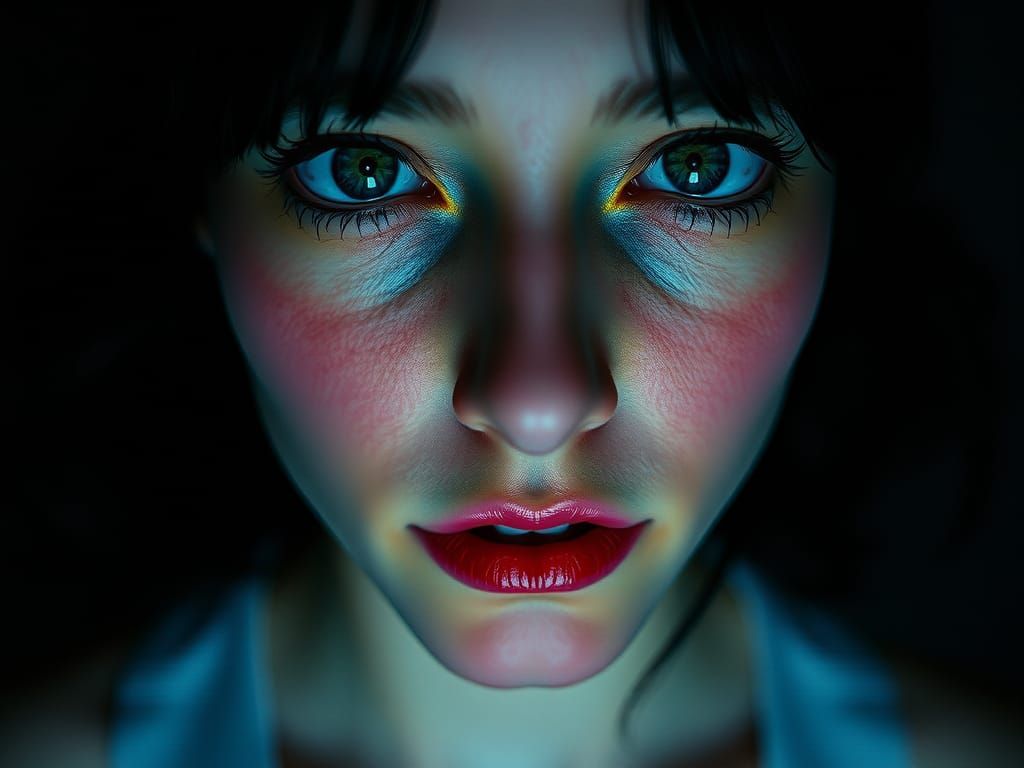 Surreal Distorted Face with Visual Interference