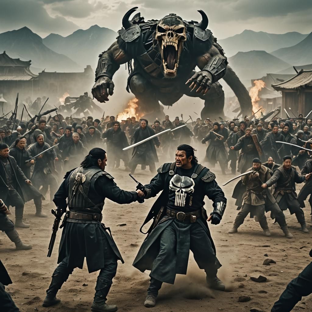 Punisher vs Genghis Khan: Epic Cinematic Showdown