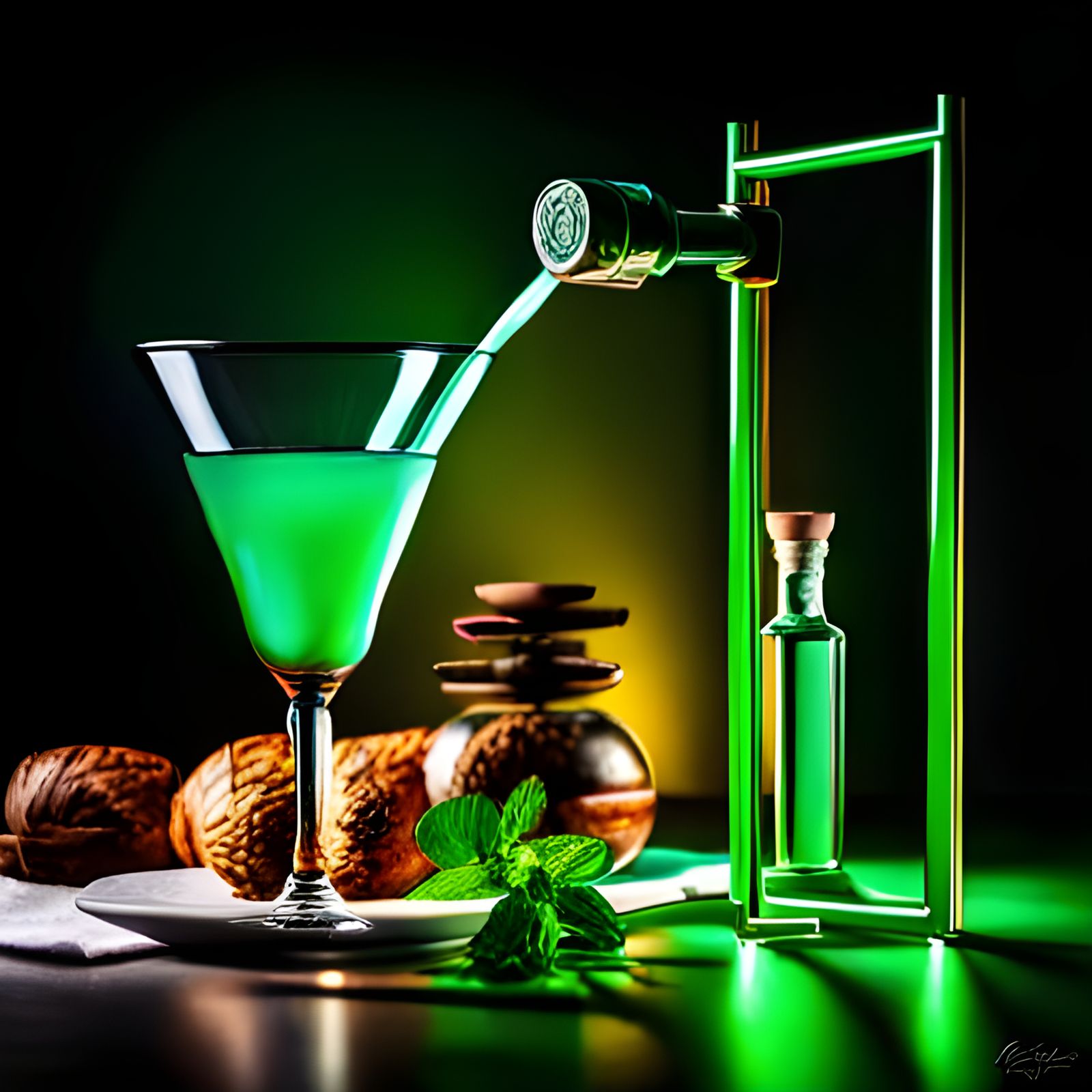 Pouring Sugar Water into a Glass of Absinthe