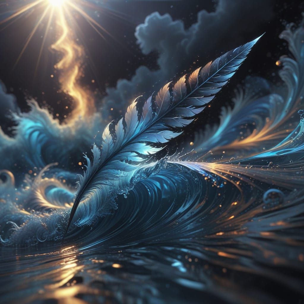 Celestial Quill Drawing Unseen World in Soft Focus