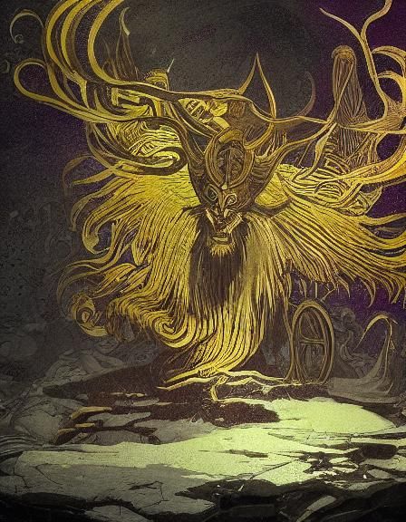 Baphomet on Throne in Mystical Dark Fantasy Art