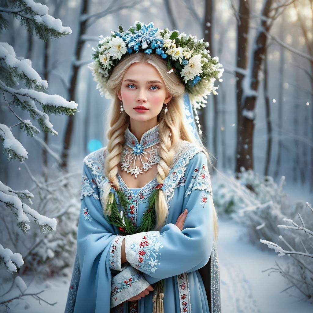 Russian Model in Winter Wonderland, Okenko Art Style