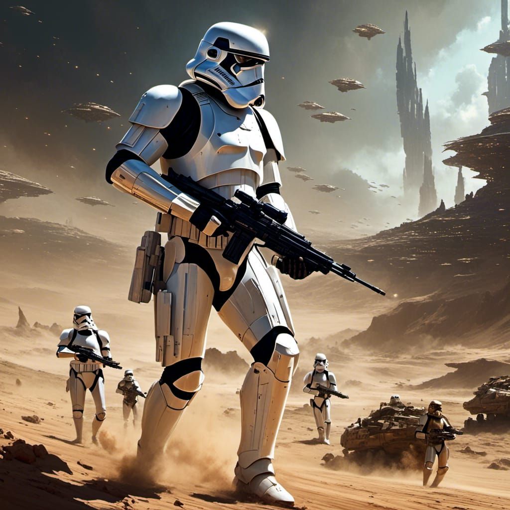 Futuristic Star Wars Stormtrooper in Detailed Armor