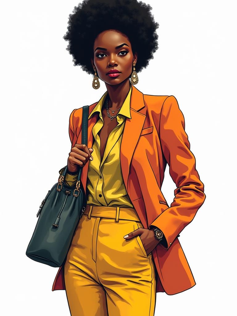 Elegant Pop Art Portrait of a Stylish Black Woman