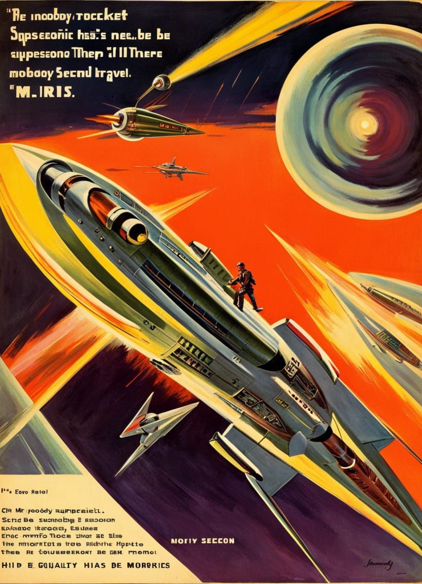 Retro Sci-Fi Magazine Cover with Rocket Ship