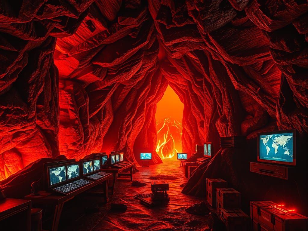 Volcanic Supervillain Lair with Lava and Obsidian