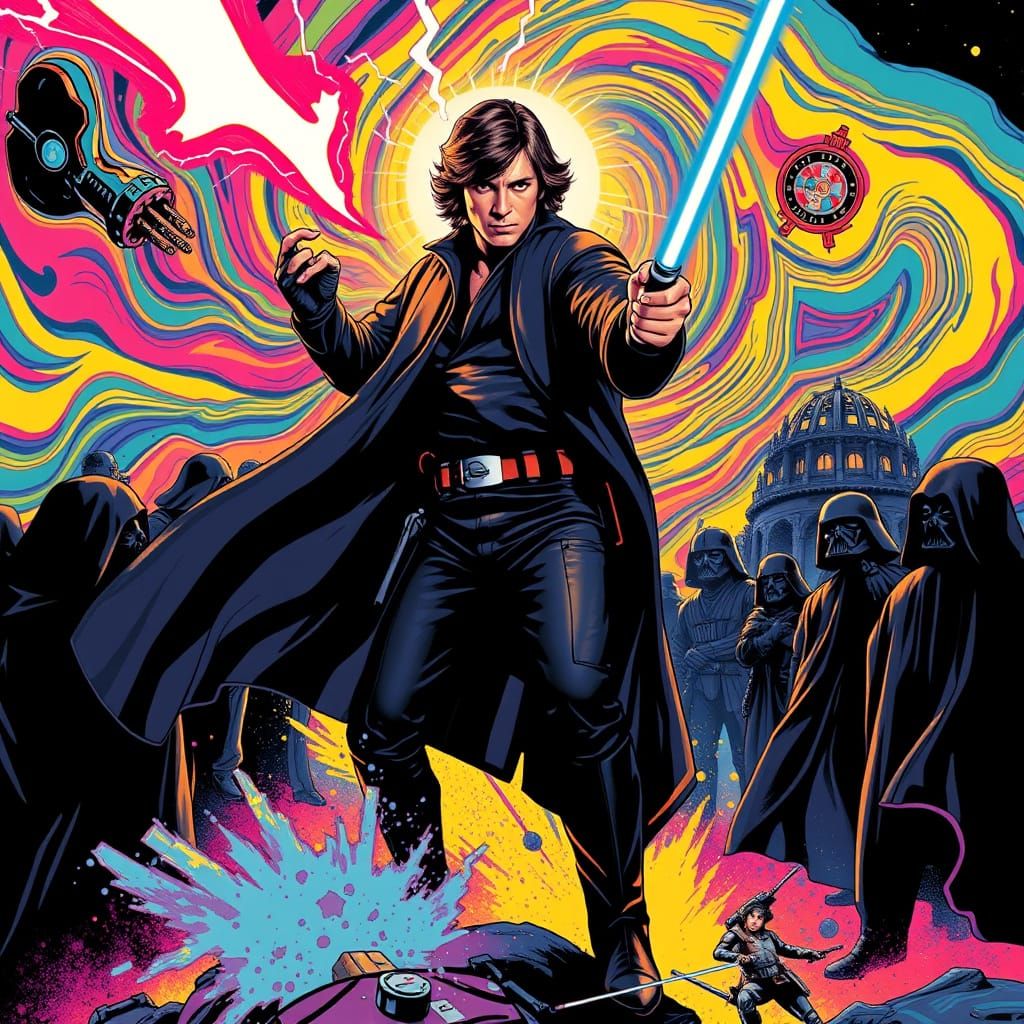 Ben Solo Destroys Jedi Academy in Psychedelic Art