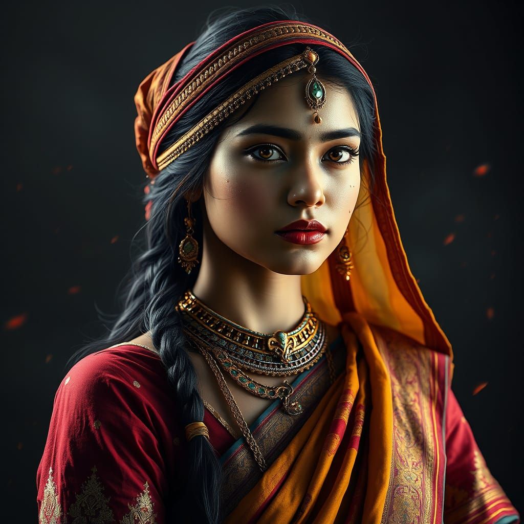 Girl in Elegant Rajasthani Attire