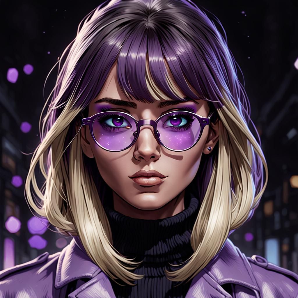 Girl with Lilac Overcoat in Dark Fantasy Style