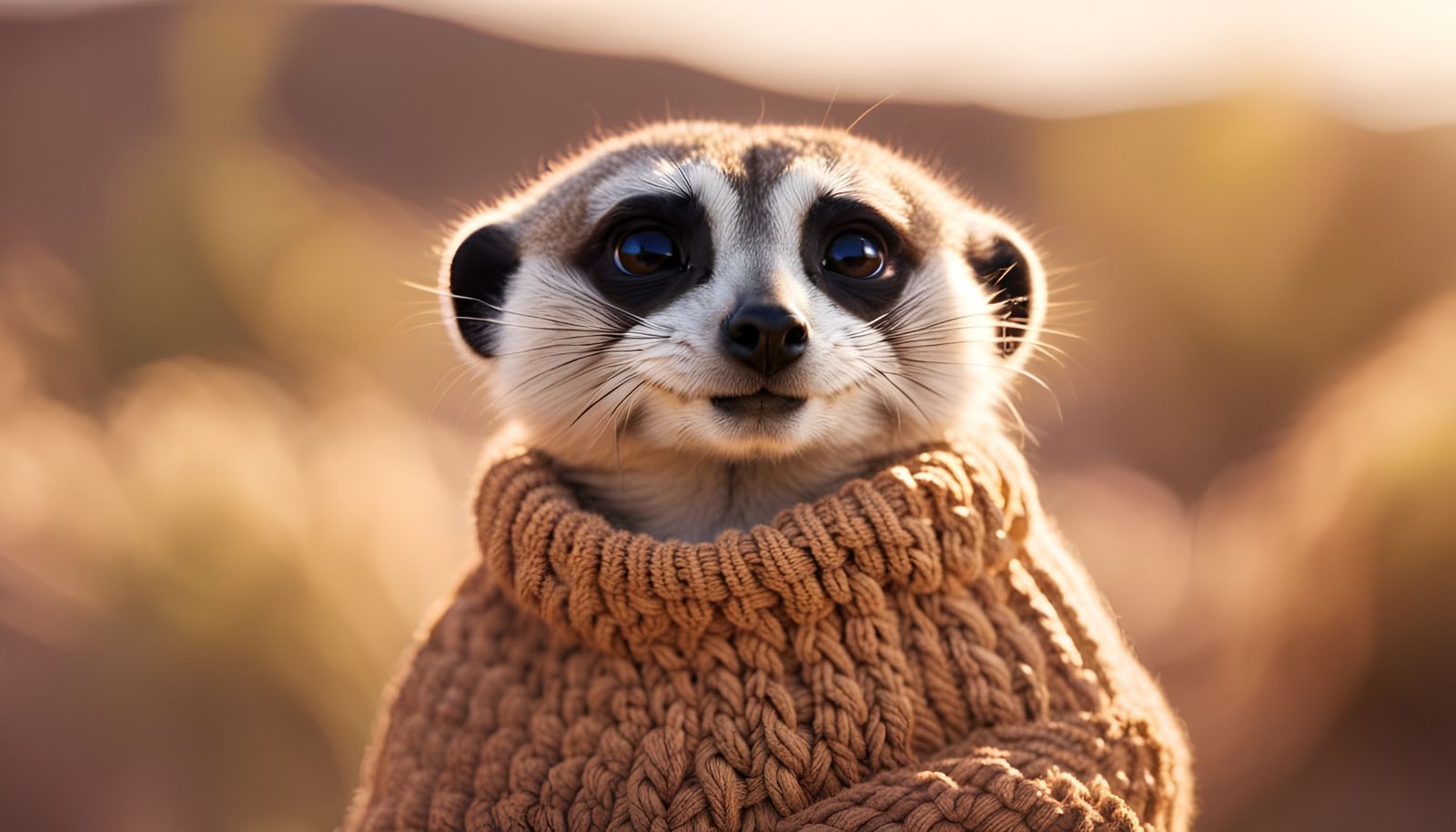 Meerkat in Sweater, Dreamy Desert Scene