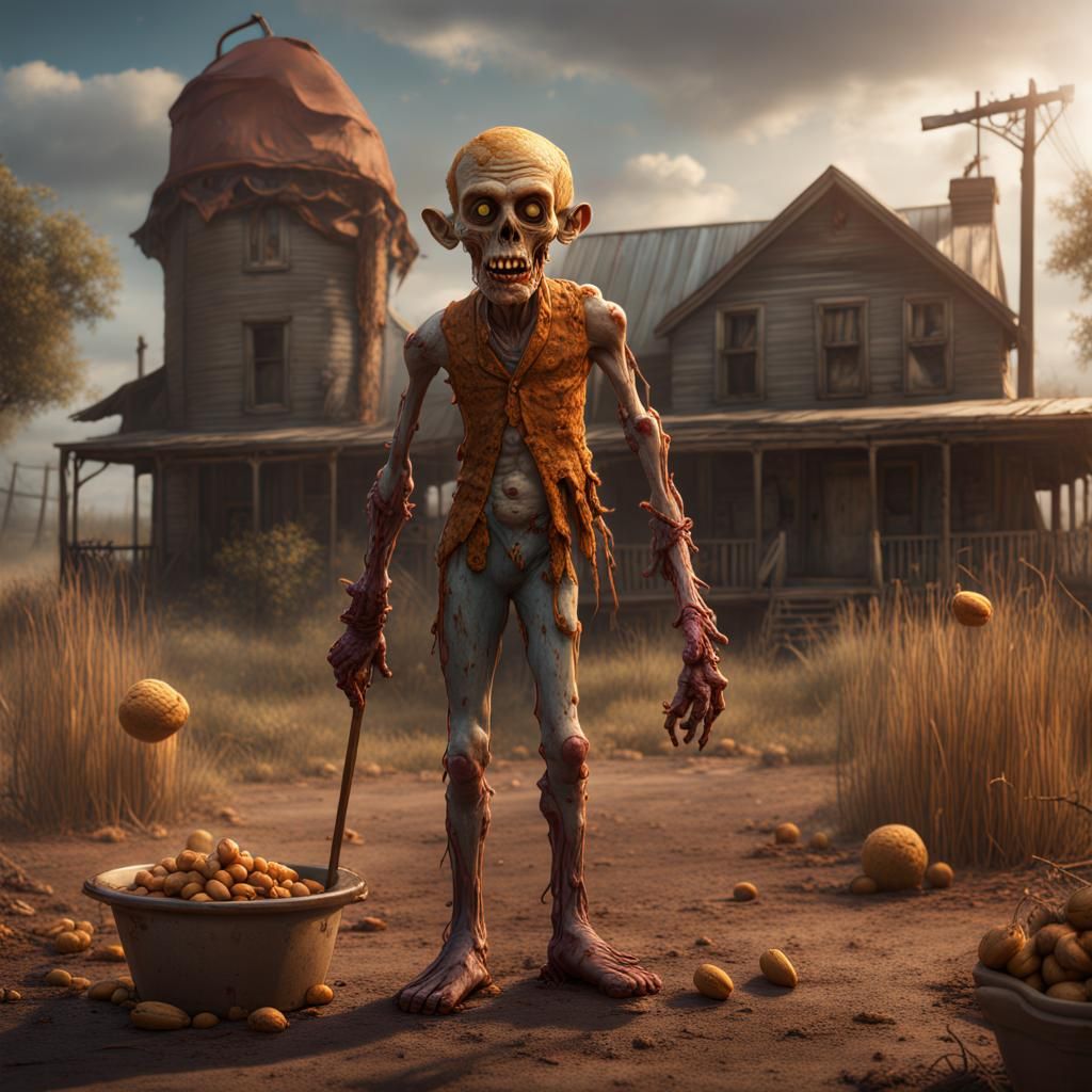 Pinto Bean Cornbread Zombie: Detailed Matte Painting
