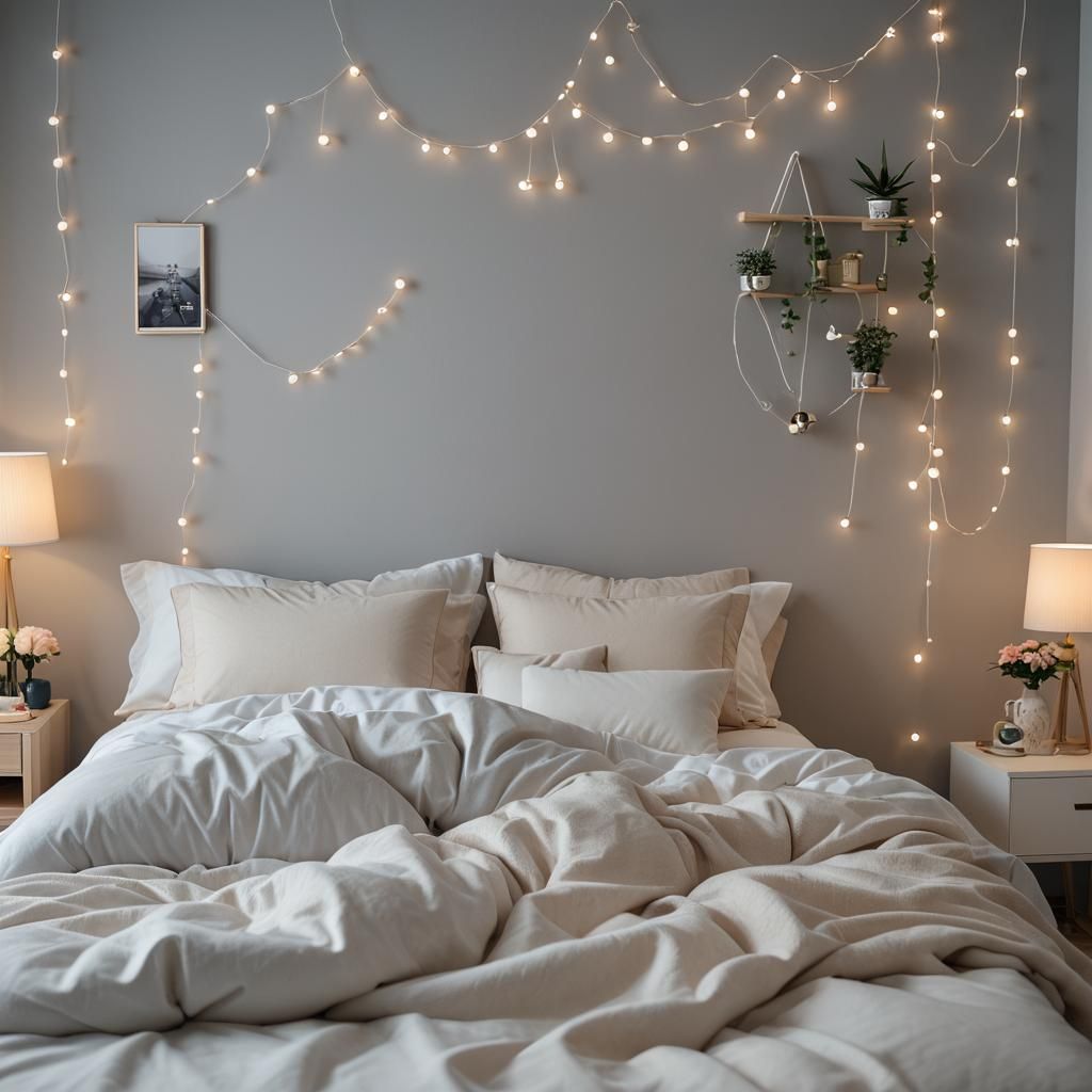 Aesthetic Bedroom with Bokeh Lighting