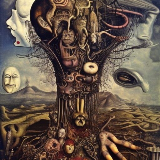 Post-Apocalyptic Wonderland in Heaven: A Surreal Art Nouveau...