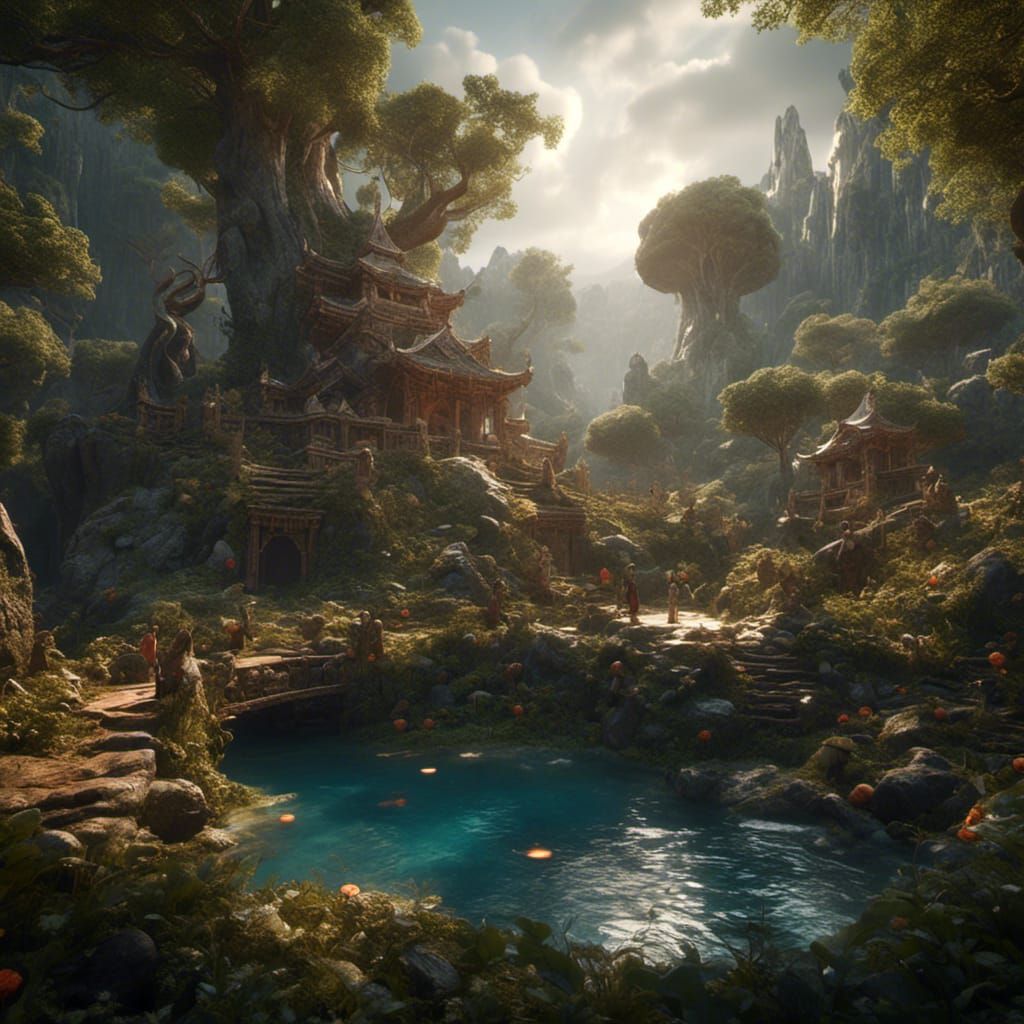 Fantastical Handshake: Detailed Matte Painting