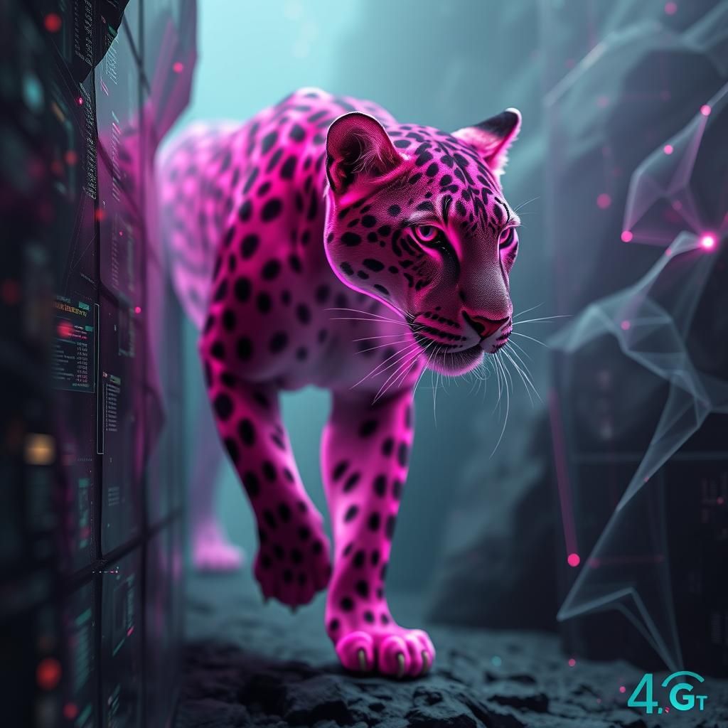 Electroluminescent Pink Panther Glitching Through Reality