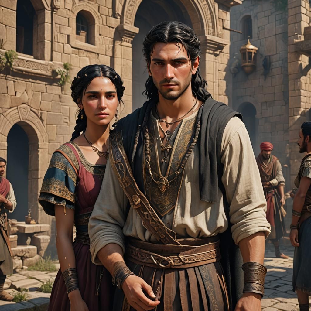 King David and Peasant Woman: Fantasy Art