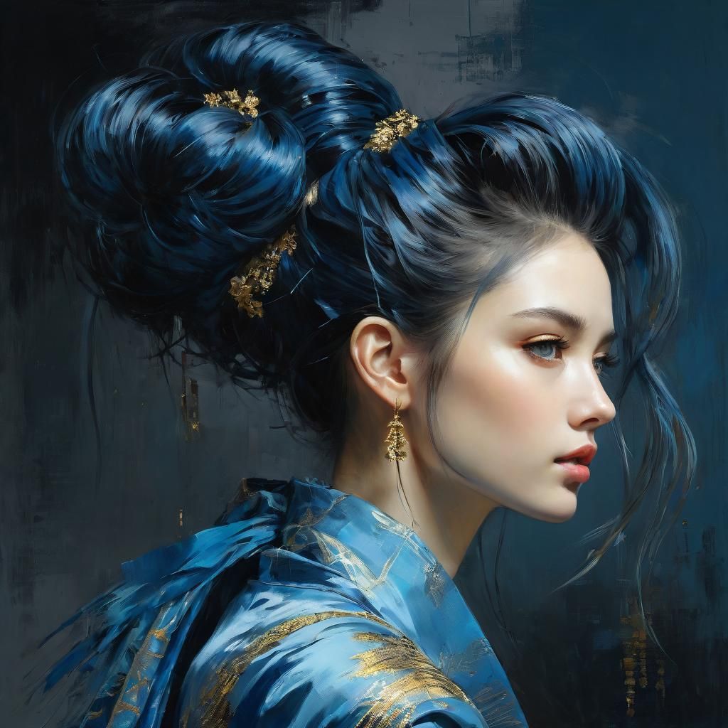 Surreal Fashion Model with Lavish Hairdo in Ethereal Light