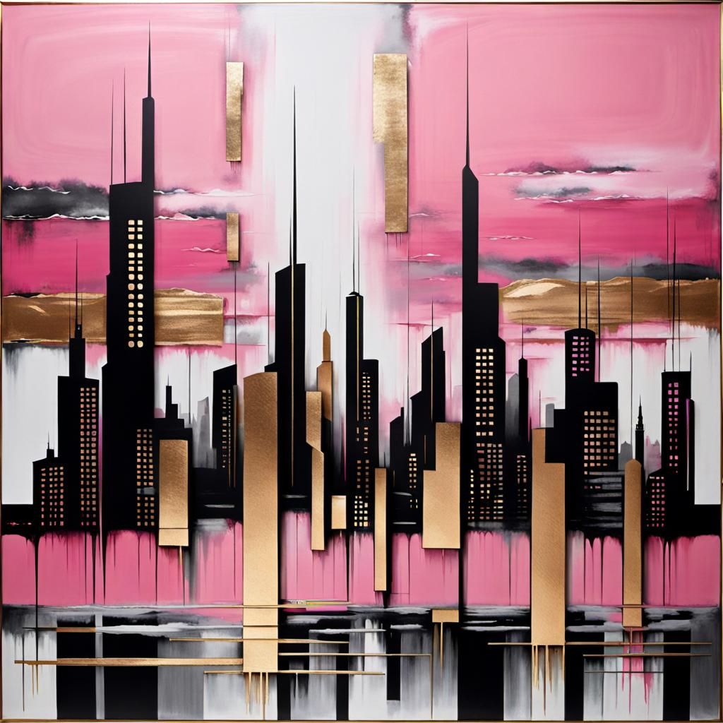 Futuristic Metallic City Inspired by Rothko
