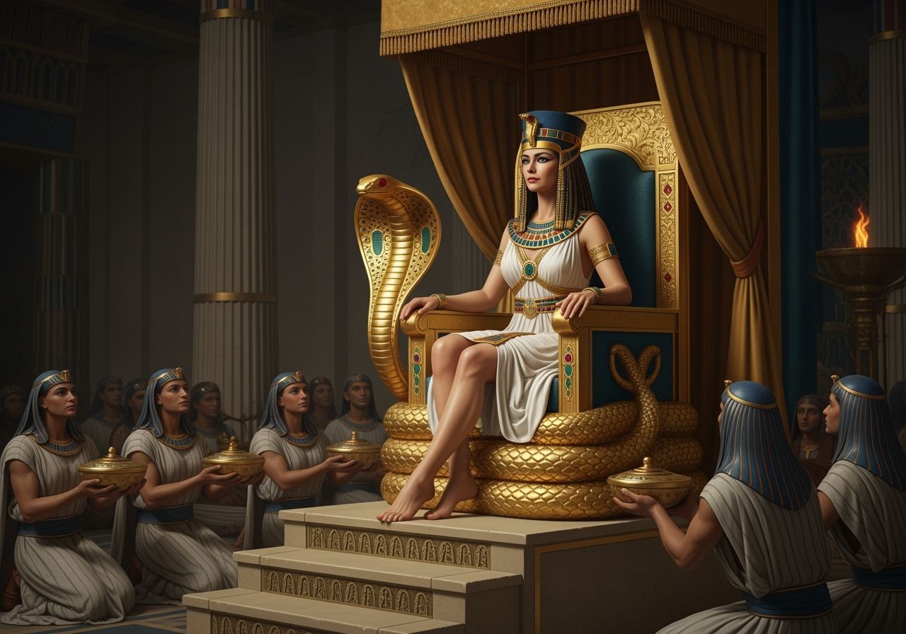 Egyptian Queen on Gold Throne, Cobra Crown