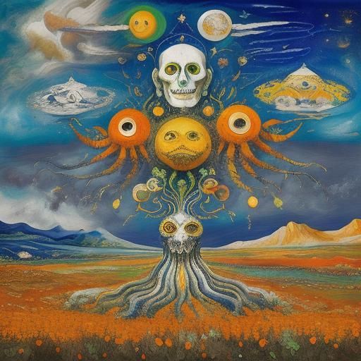 Cosmic Characters Travel in a Surreal Landscape